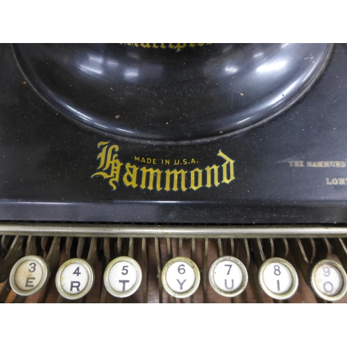 322 - Hammond Multiplex typewriter, USA, in original oak case