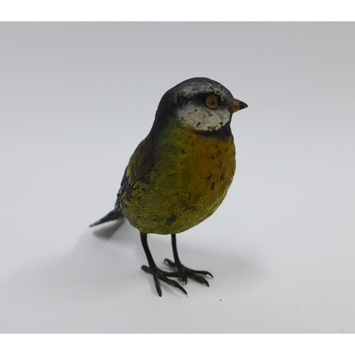 329 - Cold painted bronze Bluetit, 8cm