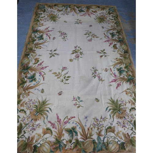 337 - Aubusson tapestry panel with floral border pattern, 180 x 280cm