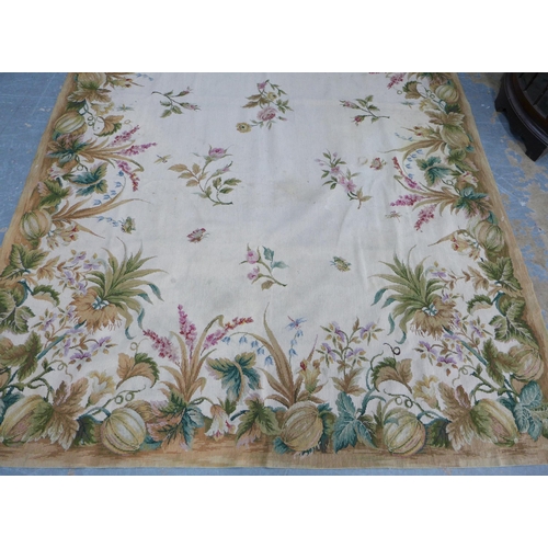 337 - Aubusson tapestry panel with floral border pattern, 180 x 280cm