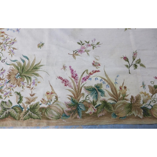 337 - Aubusson tapestry panel with floral border pattern, 180 x 280cm