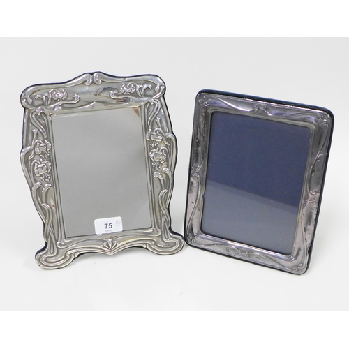 75 - Silver framed mirror, Sheffield 1989, 27 x 20  & a silver photograph frame, London 1986, (2)