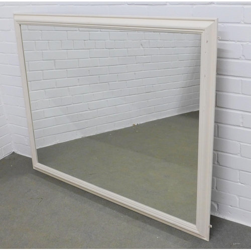 348 - Large wall mirror with painted white wooden frame, 134 x 105cm