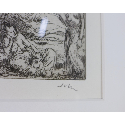 12 - Edwin Augustus John (BRITISH 1878 - 1961) Woman With Baby, etching, signed, 9 x 6cm, overall frame s... 