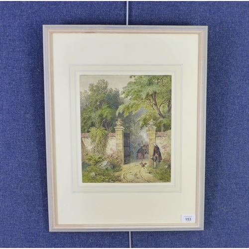 153 - Henry Jutsum (1816-1869), The Messenger., watercolour, signed 'Jutsum' bottom left, framed under gla... 