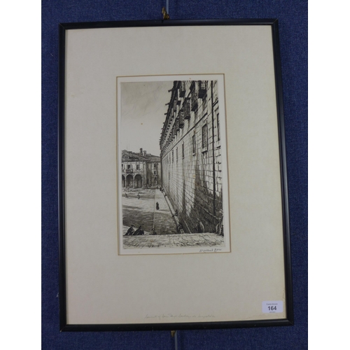 164 - Sir Muirhead Bone (SCOTTISH 1876-1953), Santiago, drypoint etching, signed and inscribed, framed wit... 