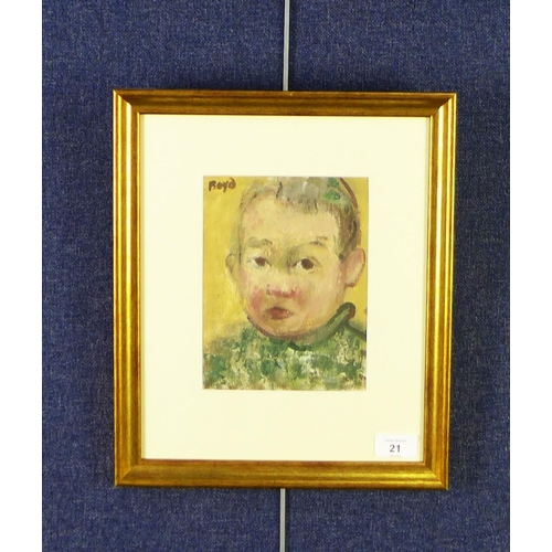 21 - John Boyd RD RGI, 1940 - 2001, 'Ewan - The Artist's son, c.1972', oil on canvas board, signed, frame... 