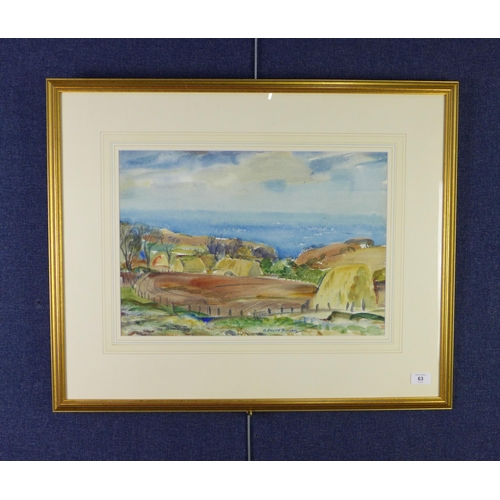 63 - Adam Bruce Thomson OBE HRSA PRSW ARSA (SCOTTISH 1885 - 1976) Berwickshire Coast, watercolour, signed... 