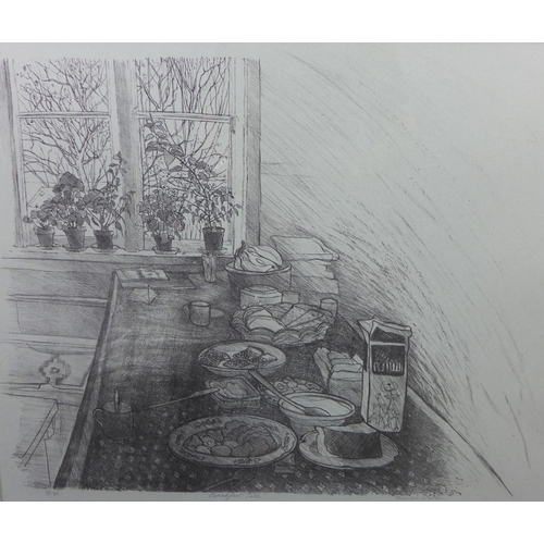 65 - Frances Walker RSA (SCOTTISH b. 1930-), Breakfast Table, pencil signed screenprint 21/30, framed und... 