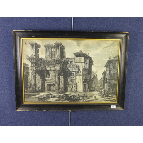 68 - Giovanni Battista Piranesi (1720 - 1778) Veduta degli avanzi del foro di nerva, etching, framed unde... 