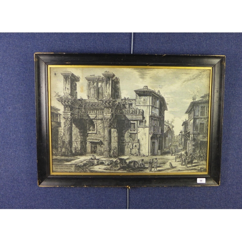 68 - Giovanni Battista Piranesi (1720 - 1778) Veduta degli avanzi del foro di nerva, etching, framed unde... 