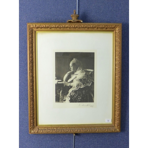 70 - Queen Victoria photogravure, by Gunn & Stuart, with facsimile signature and dated 1897, framed under... 