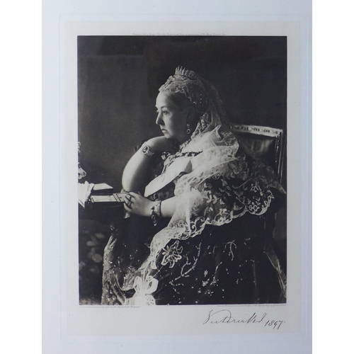 70 - Queen Victoria photogravure, by Gunn & Stuart, with facsimile signature and dated 1897, framed under... 