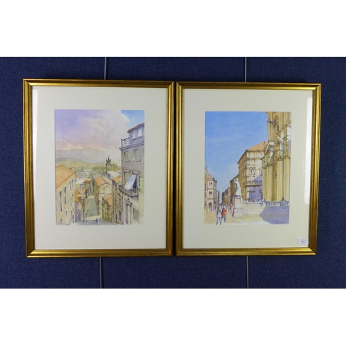 71 - Stephen Weld RE, a pair of watercolours to include The Piazzo Del domo and Caltergirone, Sicily, bot... 