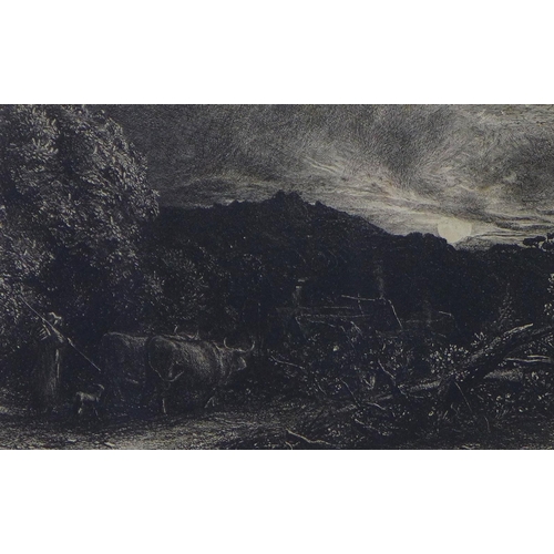 73 - Samuel Palmer (British, 1805-1881),  The Weary Ploughman, etching, 20 x 13cm, framed under glass, si... 