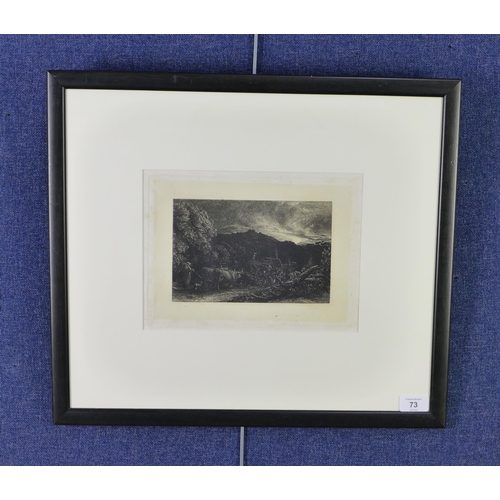 73 - Samuel Palmer (British, 1805-1881),  The Weary Ploughman, etching, 20 x 13cm, framed under glass, si... 