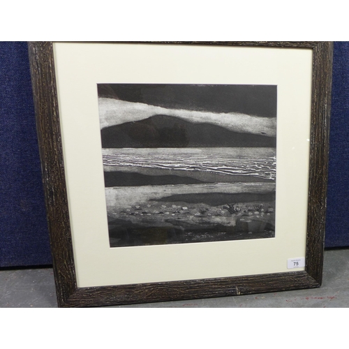 75 - Hugh Bryden (Scottish) Running tide, collagraph, framed under glass, 30 x 40cm