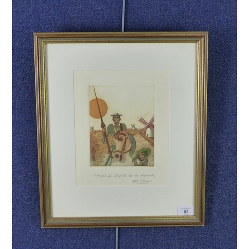 83 - FC Barros (Spanish) Don Quixote, coloured print, singed, inscribed and numbered 234 / 250, framed un... 