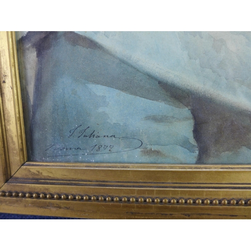 191 - 19th century watercolour, signed indistinctly, inscribed Roma and dated 1878, framed under glass, 38... 