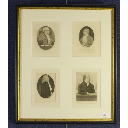 195 - John Kay (1742 - 1826) a set of four engravings to include John Finlayson, etc in a single frame, si... 