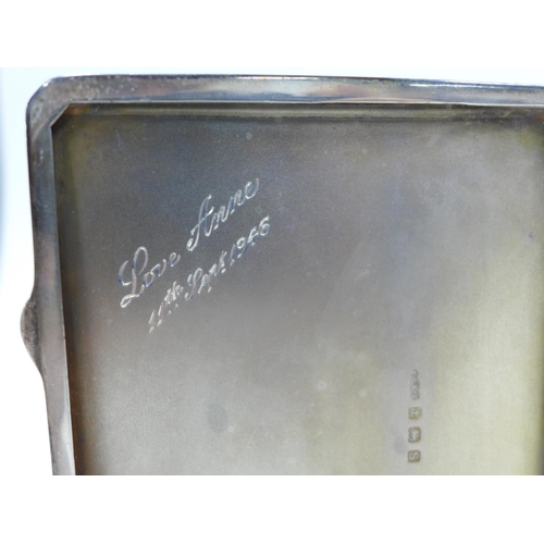 19 - George VI silver cigarette case, Birmingham 1942, 14.5 x 8.5cm