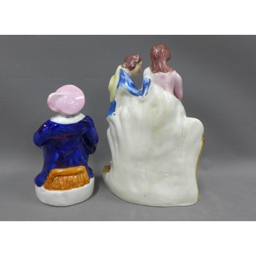 103 - Victorian Staffordshire figure group of Paul and Virginia, together with another, 22cm  (2)