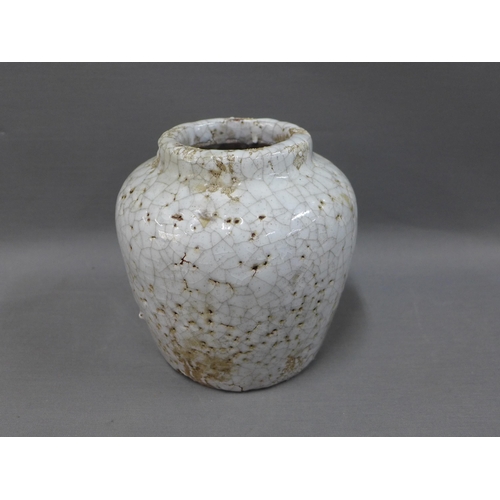 132 - Craquelure glazed pottery vase, 15cm