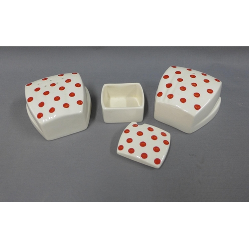 138 - Carlton Ware red polka dot cruet set (3)