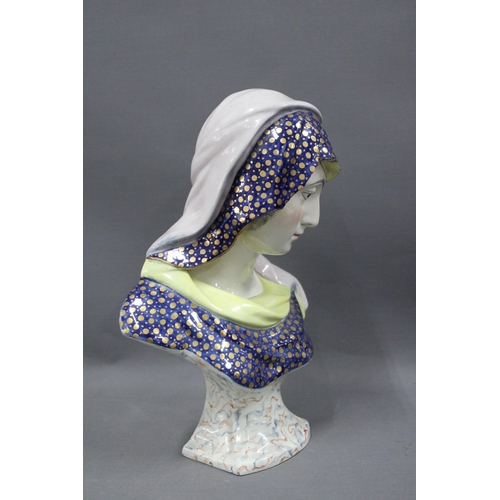 151 - Staffordshire Ralph wood type pearlware bust of a lady, (a/f)