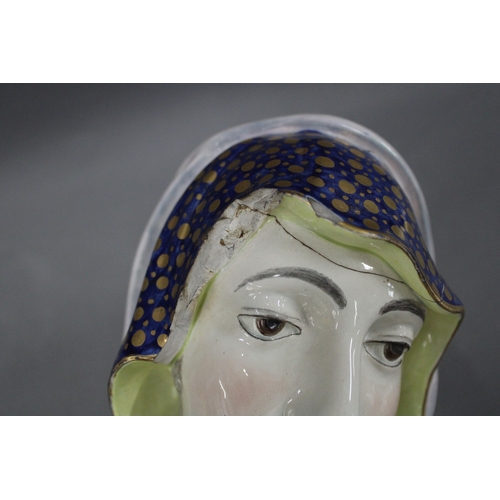 151 - Staffordshire Ralph wood type pearlware bust of a lady, (a/f)