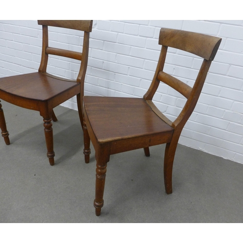 206 - Pair of mahogany blade back chairs with solid curved sets and turned front legs. 85 x 45 x 36 (2)