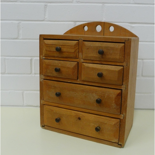 208 - Miniature pine six drawer chest. 38 x 30 x 18