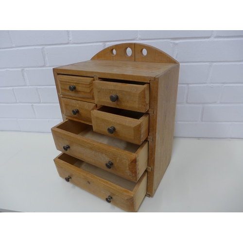 208 - Miniature pine six drawer chest. 38 x 30 x 18