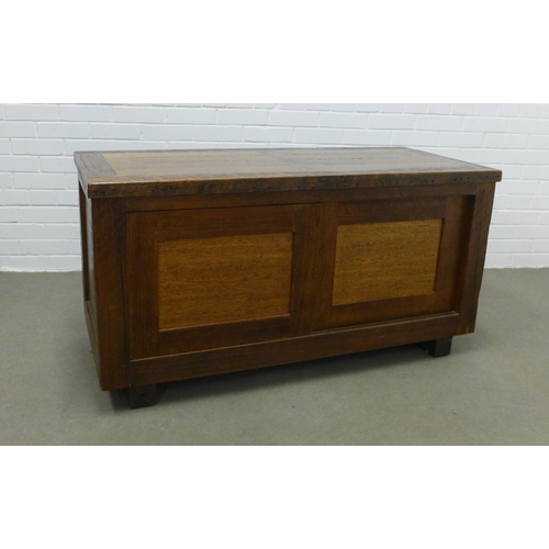 219 - Jimmy Possum, Australia, hardwood cabinet, with sliding doors opening to reveal two drawers and a sh... 