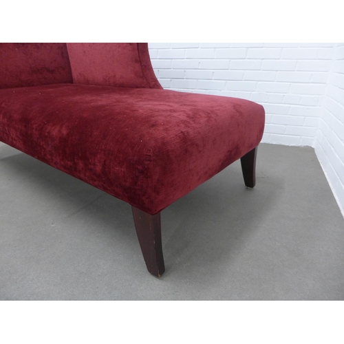 220 - Contemporary chaise-lounge, upholstered in burgundy fabric, 86 x 165 x 67