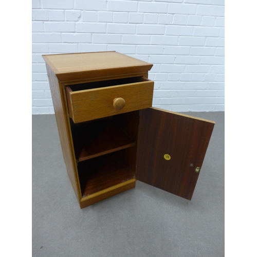 229 - Vintage Meredew light oak cabinet, single drawer above cupboard door. 66 x 33 x 32.