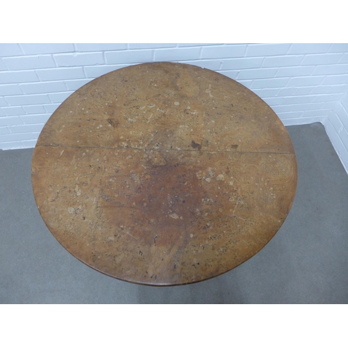 235 - 19th century pedestal tilt top table with a burrwood circular top and mahogany base,. 67 x 93 x 91cm... 