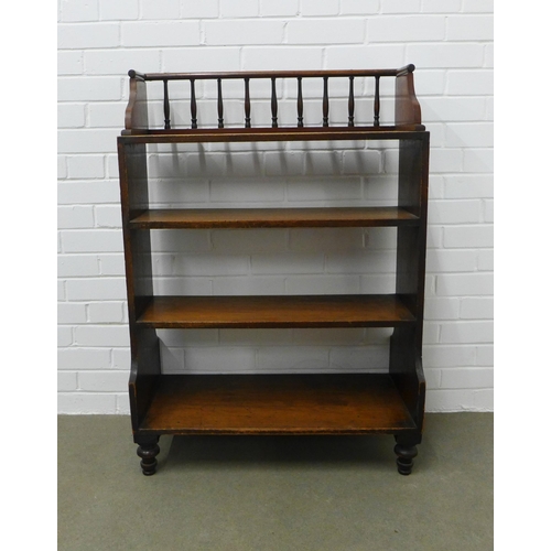 237 - 19th century mahogany waterfall bookcase with spindled gallery top and two fixed shelves, 106 x 76 x... 