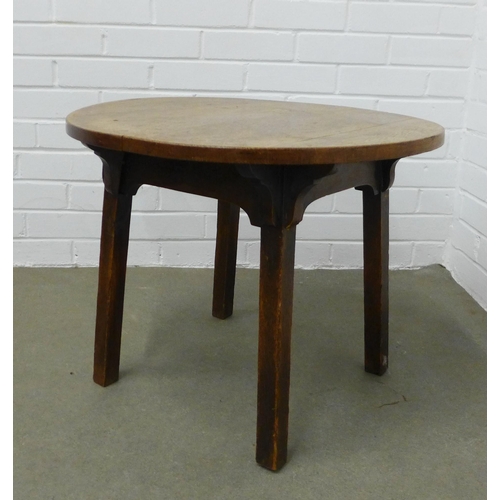 242 - Provincial oak occasional table with a round top and straight square legs,  60 x 49cm