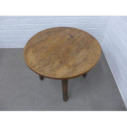 242 - Provincial oak occasional table with a round top and straight square legs,  60 x 49cm