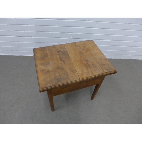 243 - Provincial wood side table with lift up top. 52 x 52 x 39cm