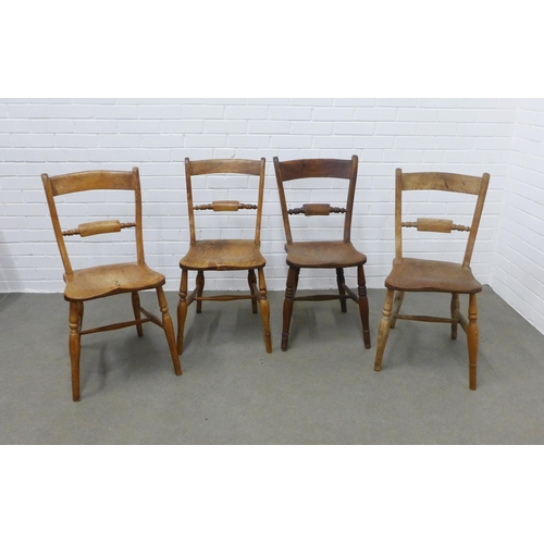 244 - Set of four country chairs with solid elm seats,  80 x 39 x 34cm (4)