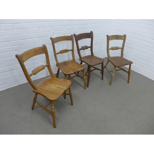 244 - Set of four country chairs with solid elm seats,  80 x 39 x 34cm (4)