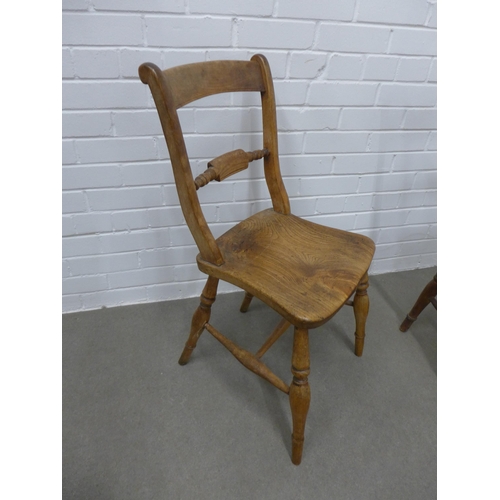 244 - Set of four country chairs with solid elm seats,  80 x 39 x 34cm (4)