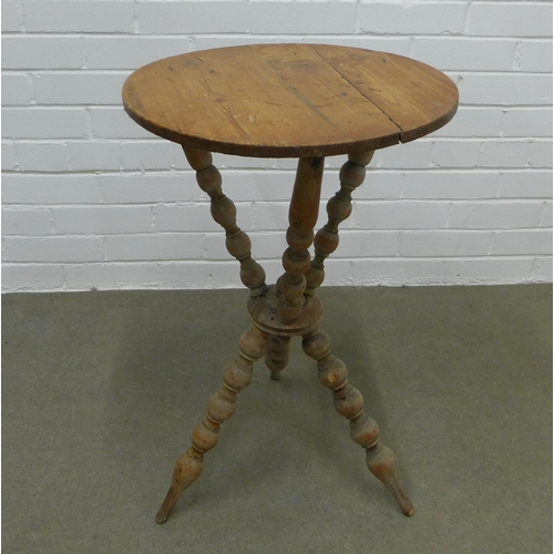 245 - Pine gypsy table on bobbin turned legs. 70 x 45cm