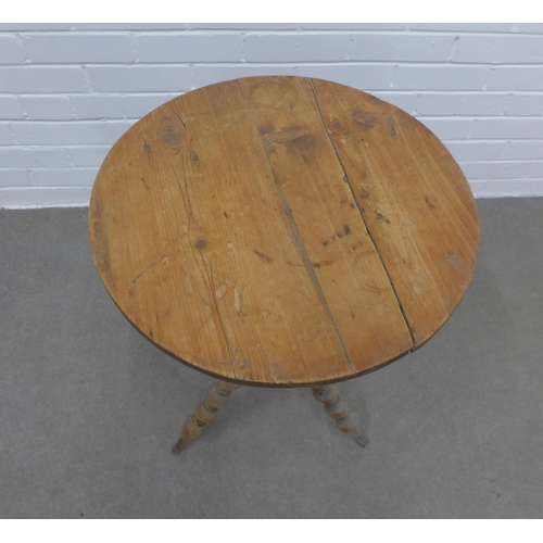 245 - Pine gypsy table on bobbin turned legs. 70 x 45cm