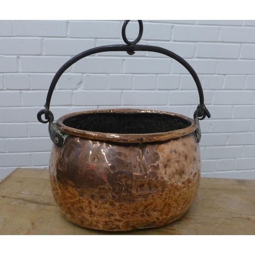 247 - Copper coal bucket. 27 x 48 x 35cm