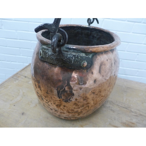 247 - Copper coal bucket. 27 x 48 x 35cm