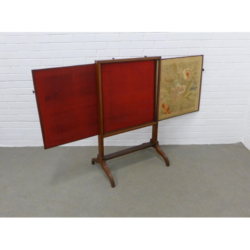 253 - 19th century mahogany tapestry screen with pull out slides,  101 x 61 x 44cm