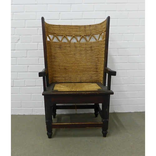 254 - Orkney chair with an unusual pierced bac, 93 x 56 x 41cm